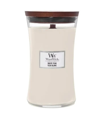 WoodWick White Teak – elegancka, drzewna świeca