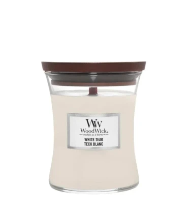 WoodWick White Teak – elegancka, drzewna świeca